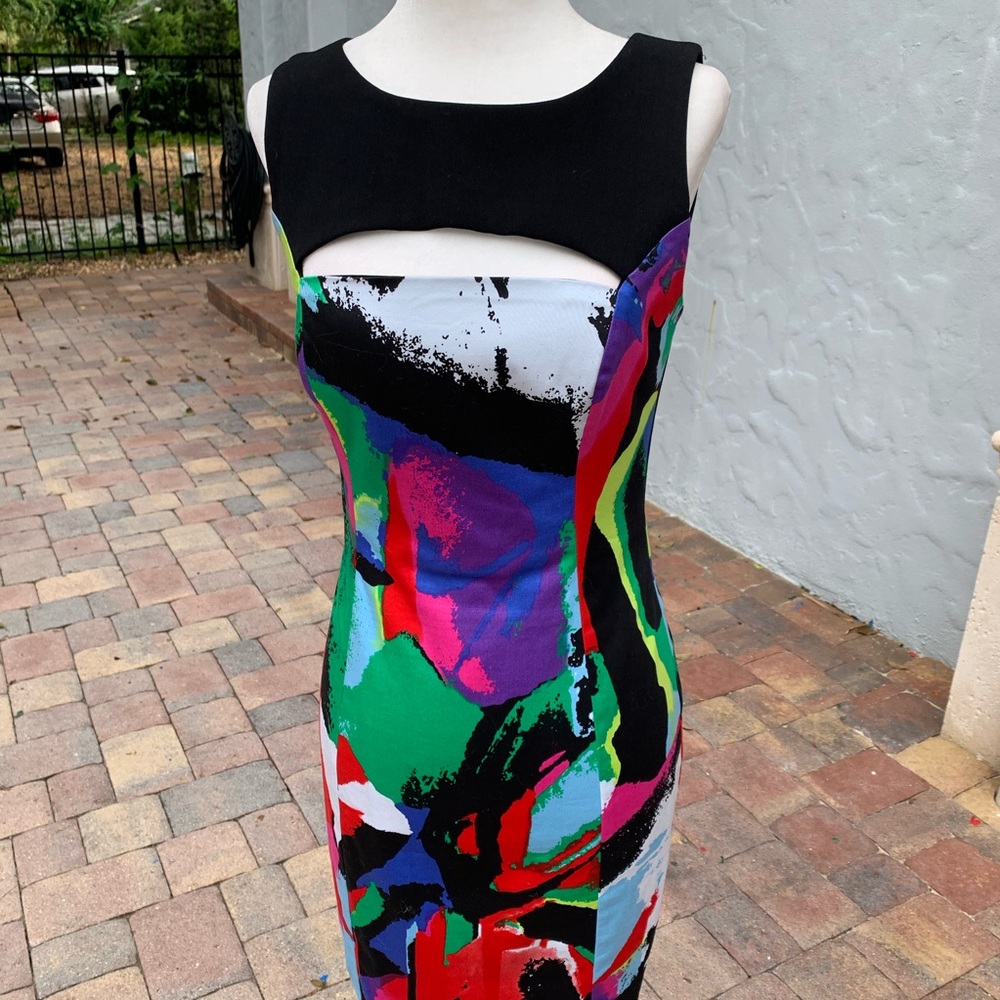 Black Halo Multi-color Cutout Sheath Dress